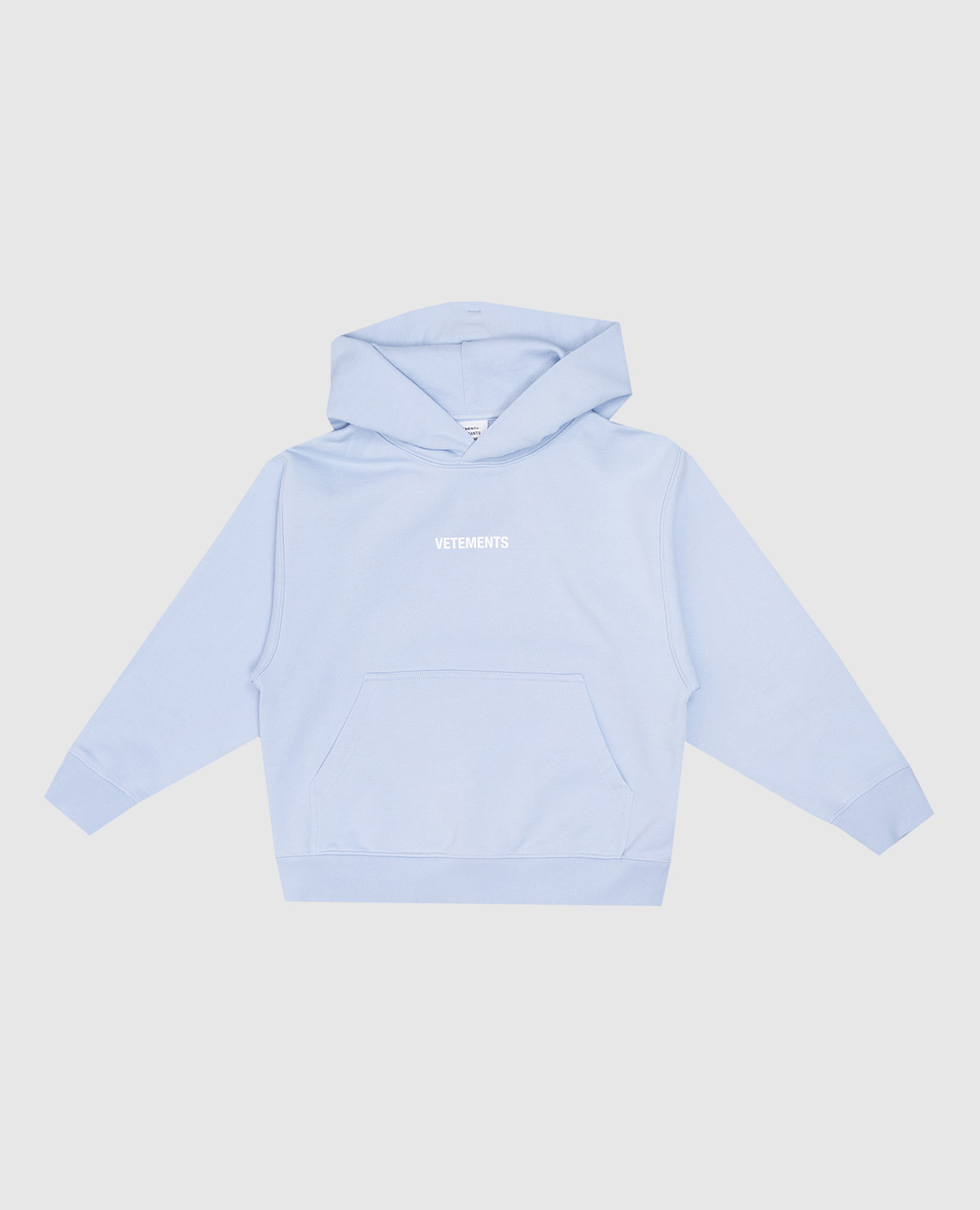 Baby blue hoodie with logo vetements