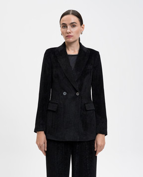 Peserico Black double-breasted corduroy jacket E0123901595