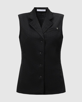 Helmut Lang Black vest with wool in logo monogram pattern O10HW504
