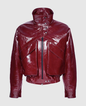 Magda Butrym Burgundy patent leather jacket with a harvester effect LEATHER08JACKET126425