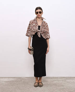 Brunello Cucinelli Black ribbed dress with monil chain ML171AHE21