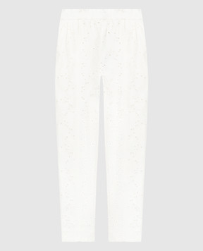 Twinset White pants with broderie embroidery 241LL2JBB