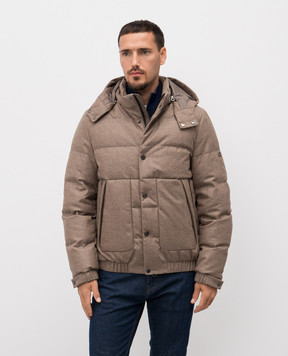 Stefano Ricci Brown wool and cashmere down jacket M6J5400070MA0020