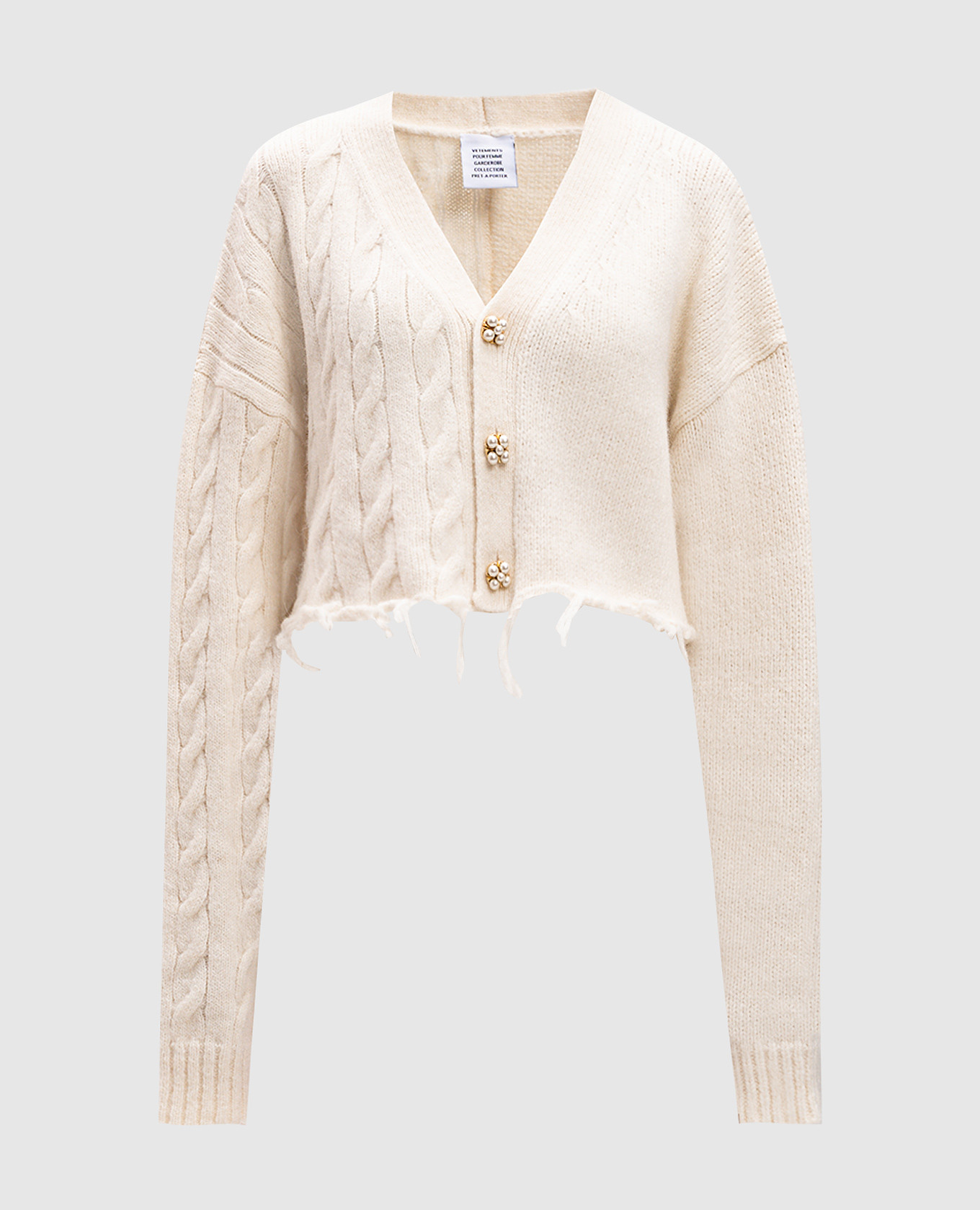 White alpaca beaded cropped cardigan vetements