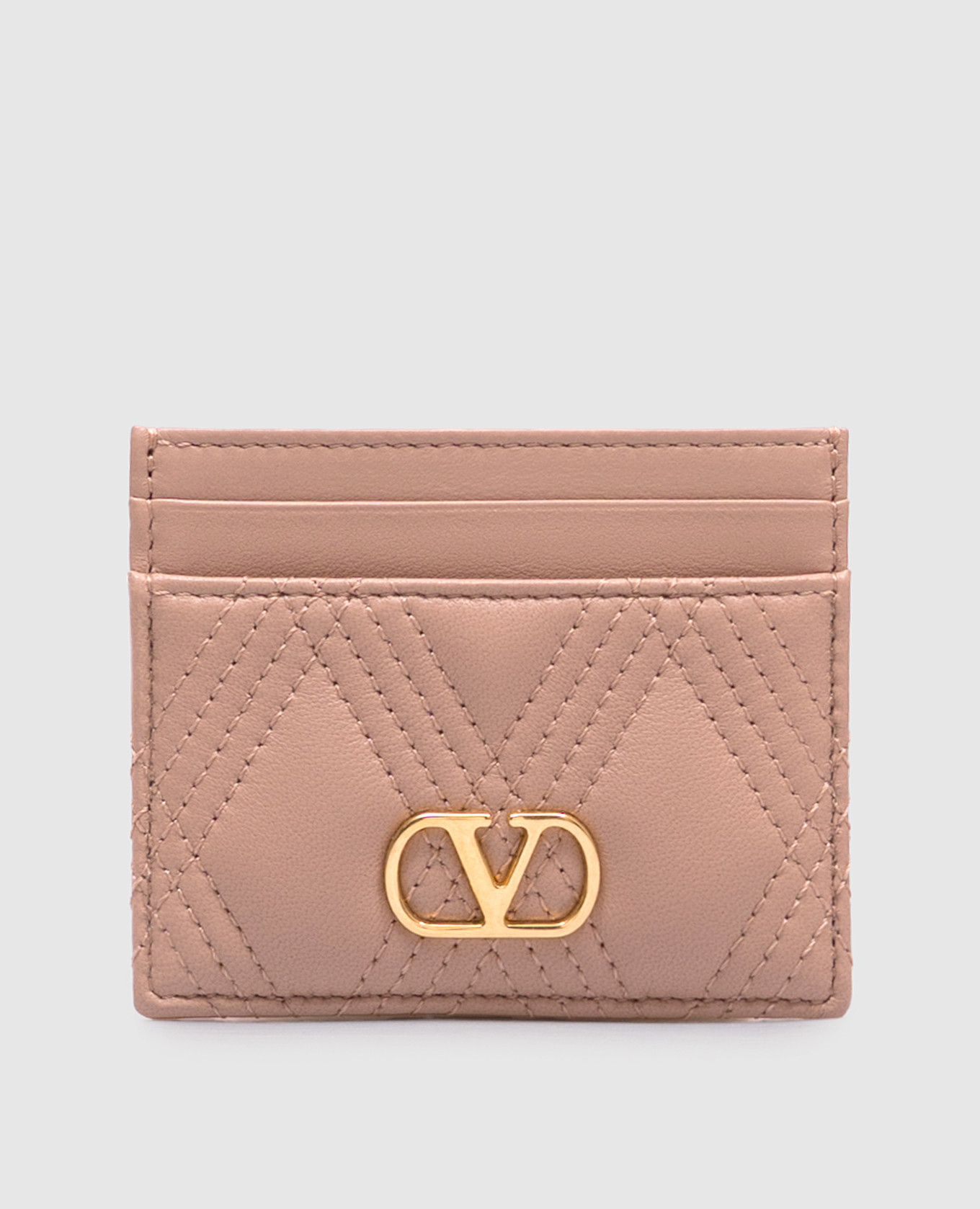 

Pink leather cardholder QUILTIE with emblem Valentino