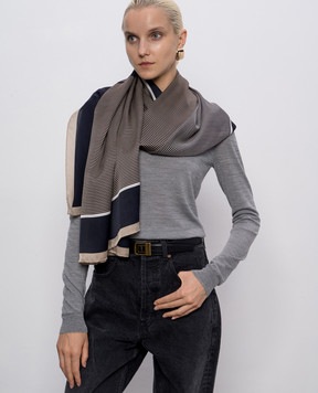Saint Laurent Beige striped silk scarf CASSANDRE 8221383Y039