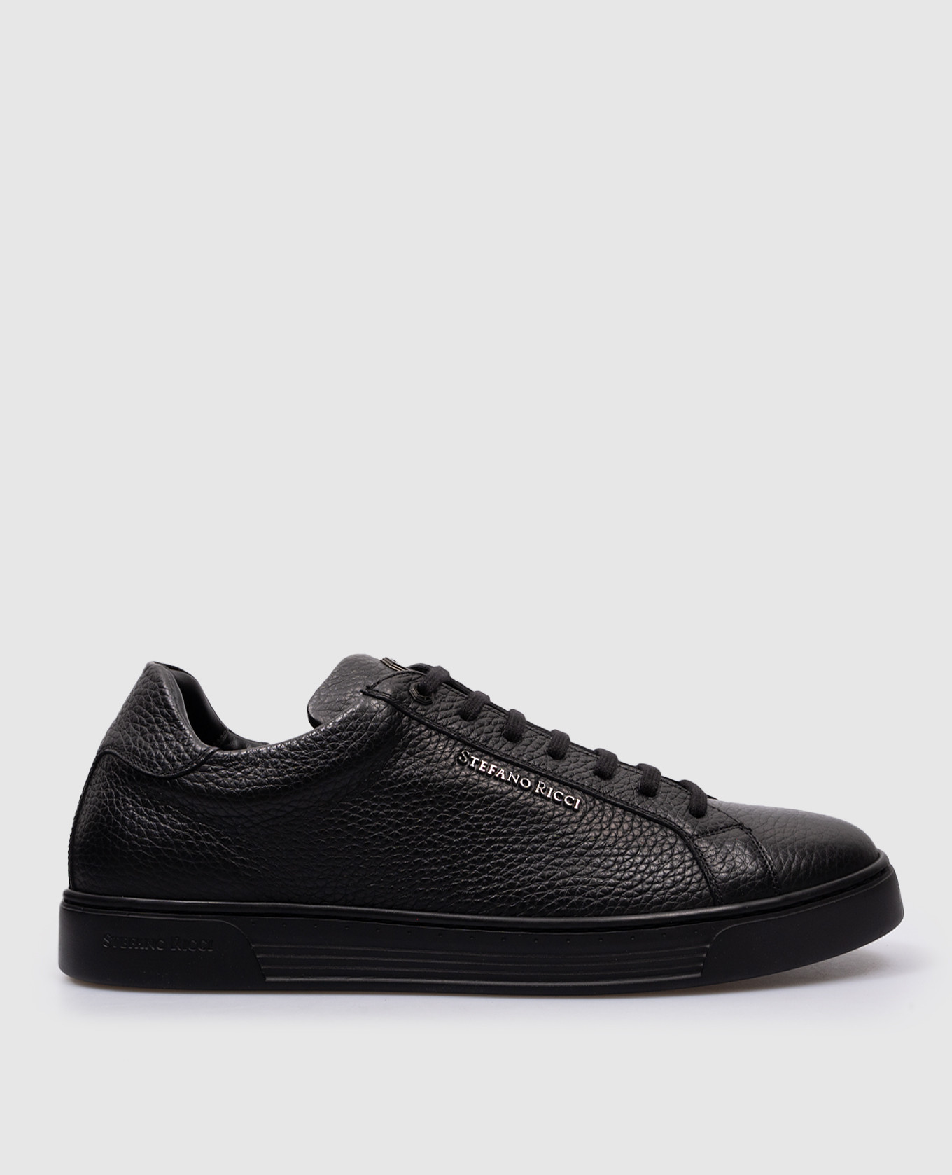 

Black leather sneakers with metallic logo Stefano Ricci