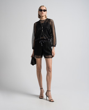 Peserico Black openwork shorts with silk and sequins E041220440A