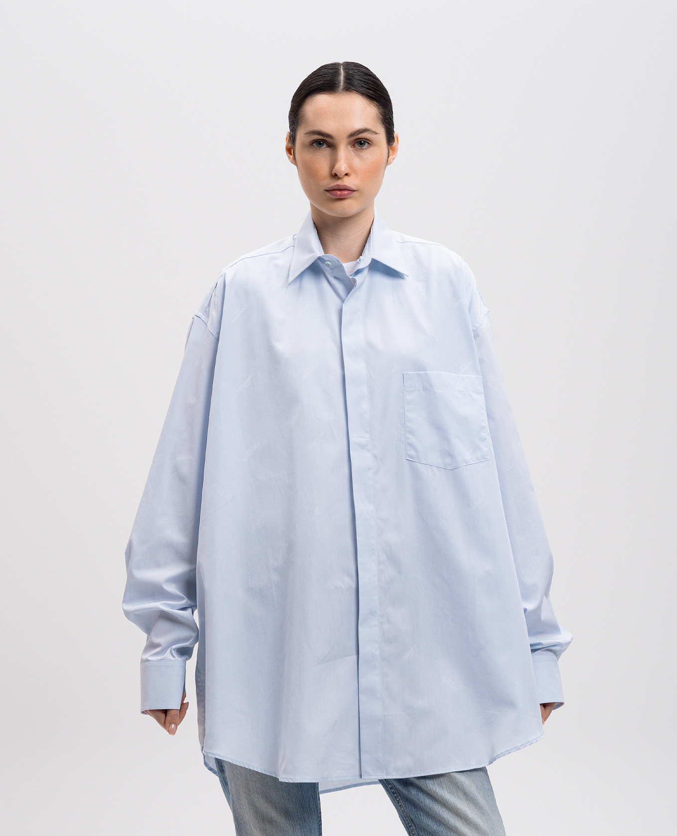 

Blue shirt with logo pattern Vetements, Light blue