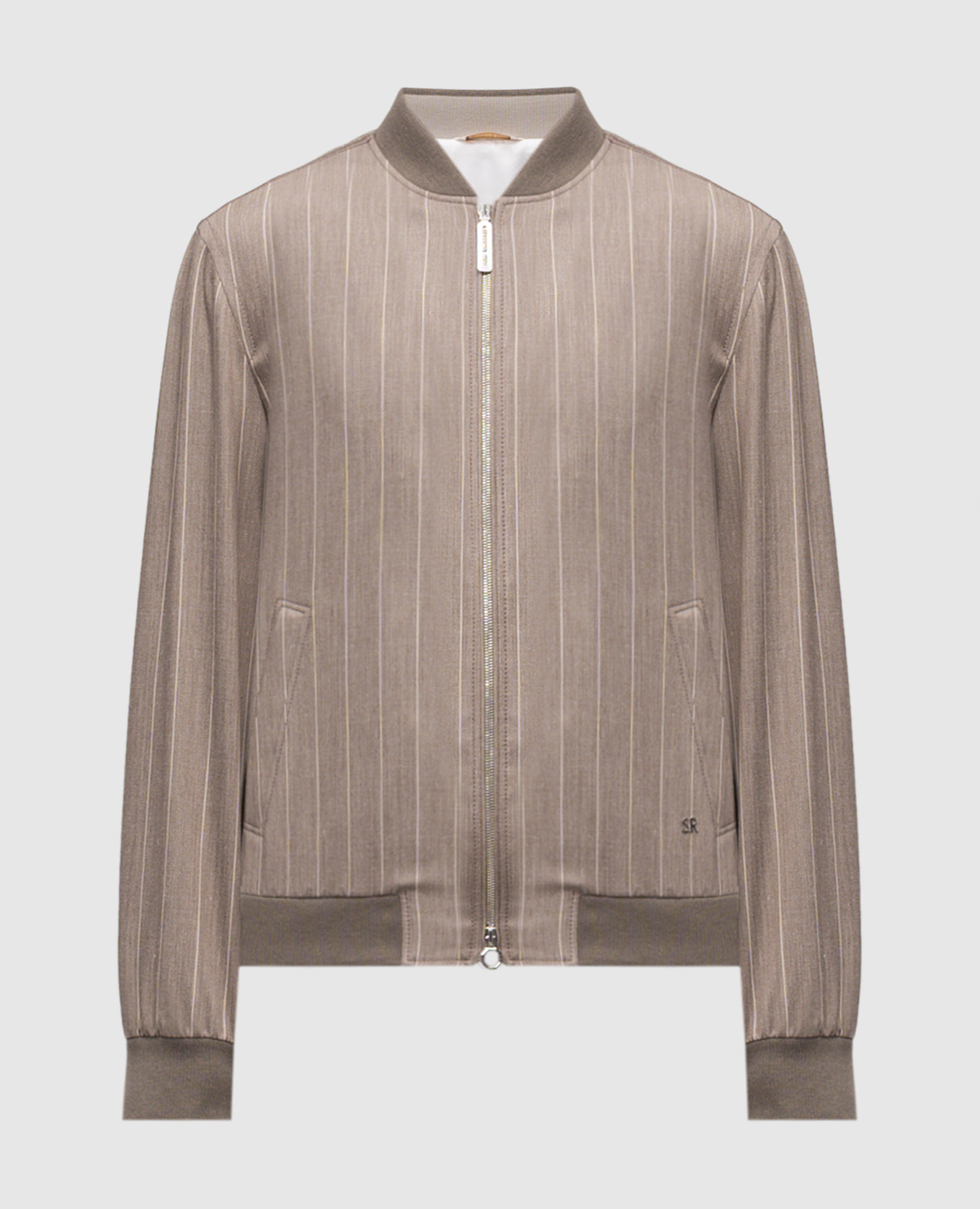 

Beige striped wool, silk and linen bomber jacket Stefano Ricci