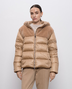 Peserico Brown quilted down jacket with wool S241013366A