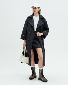 Peserico Blue double-breasted cloak with monil chain A25056A03617