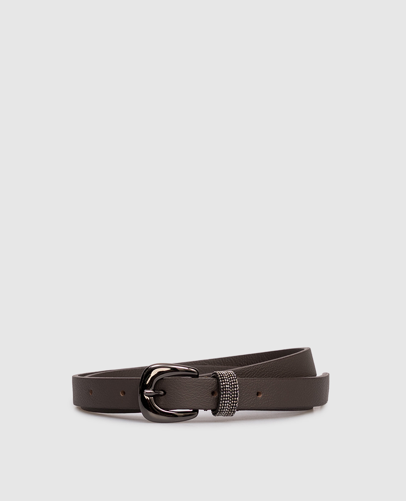 Brown leather belt with monil chain Peserico