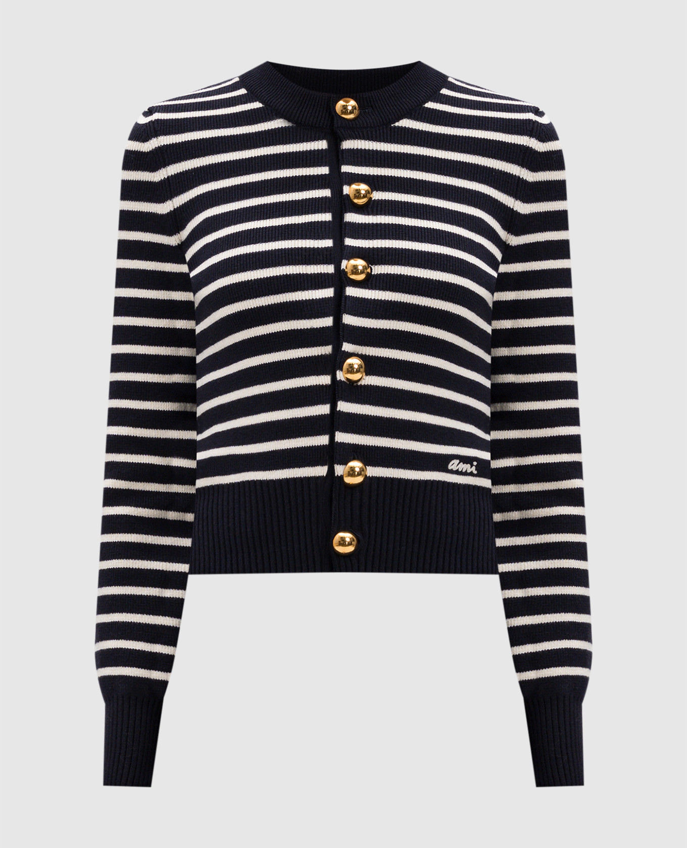 Blue striped wool cardigan ami paris