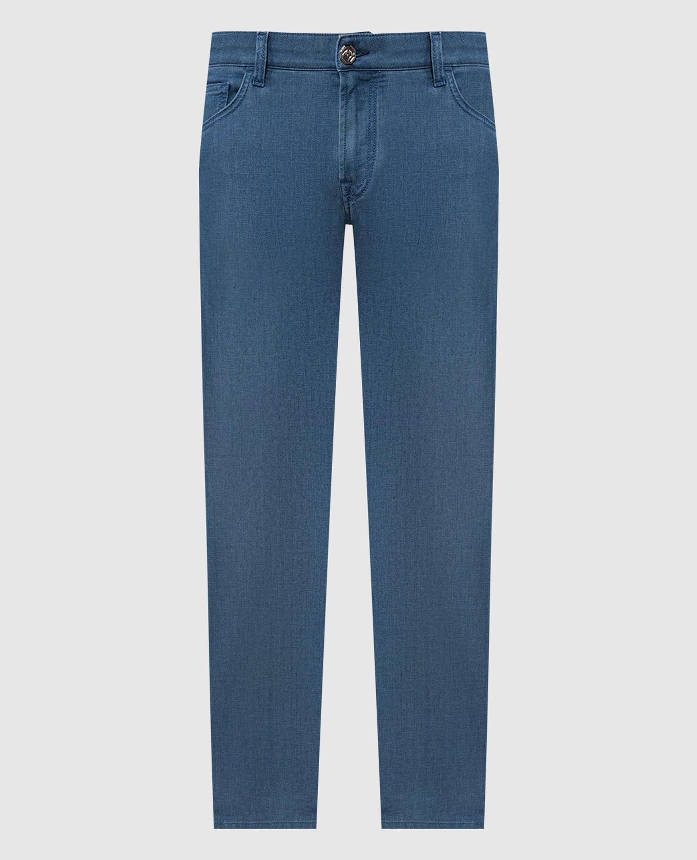 

Blue jeans with logo emblem embroidery Stefano Ricci, Light blue