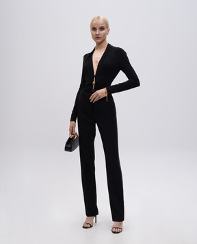 Versace Black bodysuit with branded pin 10210181A14475