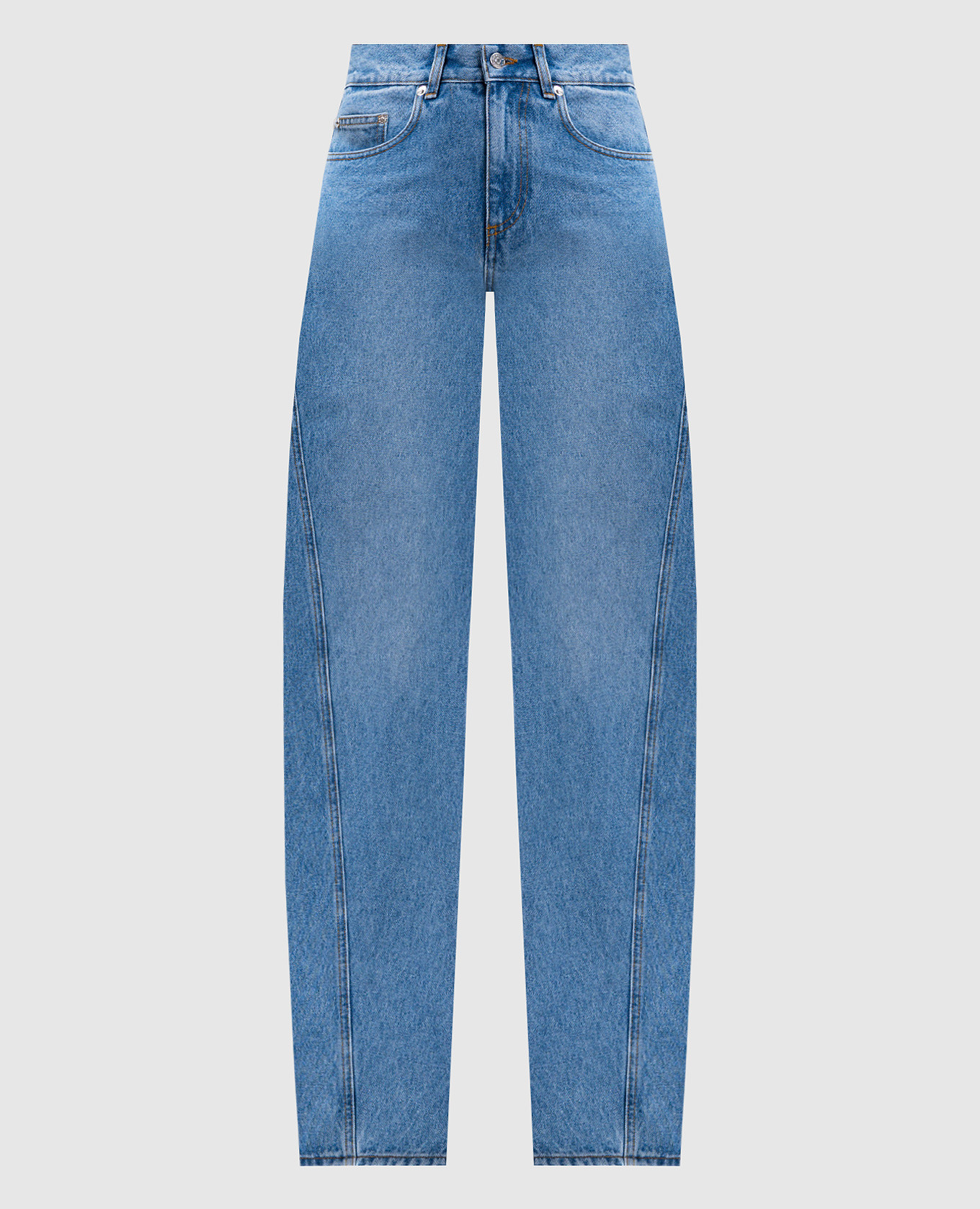 Blue jeans with logo patch Thierry Mugler