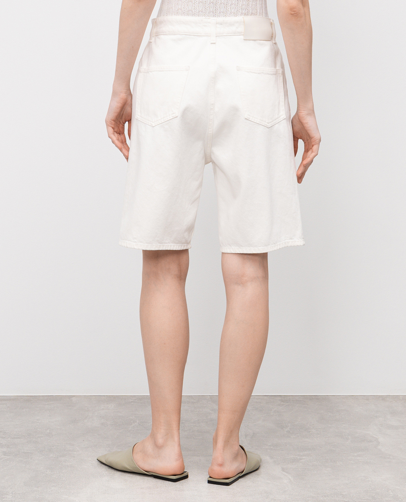 

ISU white denim shorts with logo Lou Lou Studio