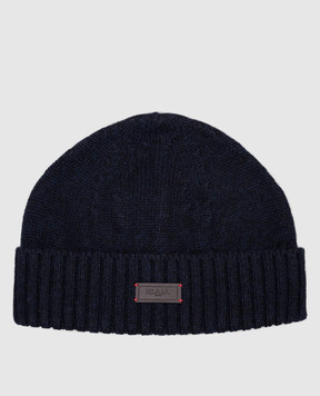 ISAIA Blue cashmere cap with logo patch BRK055YP010