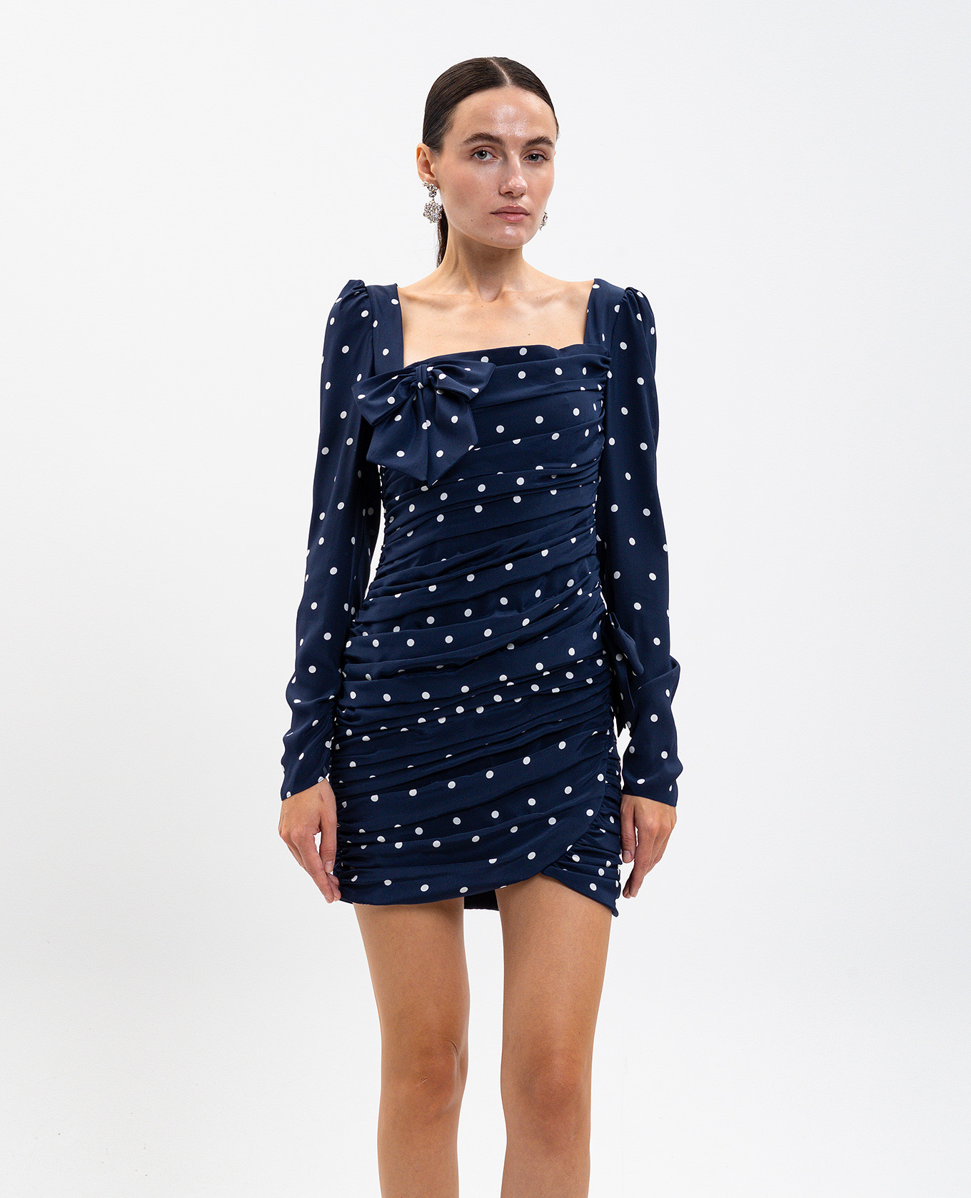 Blue polka dot dress with drapery Alessandra Rich 3