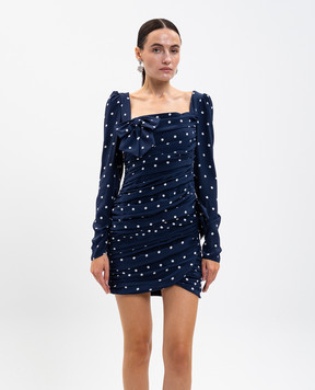 Alessandra Rich Blue polka dot dress with drapery FABX4125F4655