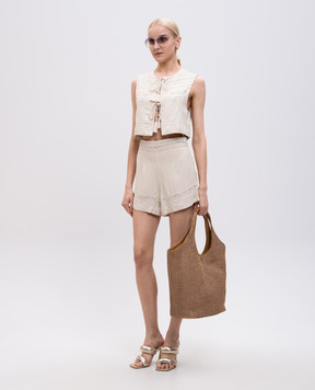 Twinset Beige linen shorts 251LM2FEE