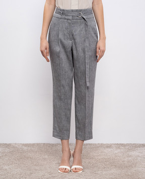 Peserico Gray linen and wool pants P04597A05814