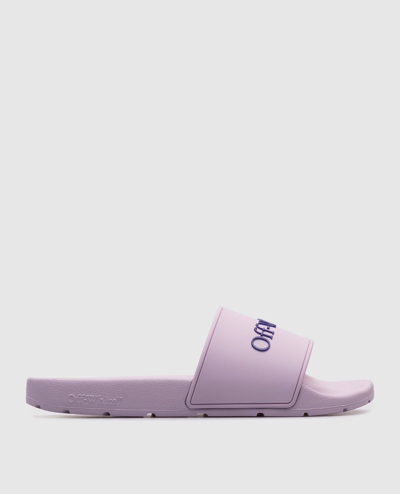 Bookish purple sliders with textured logo Off-White
