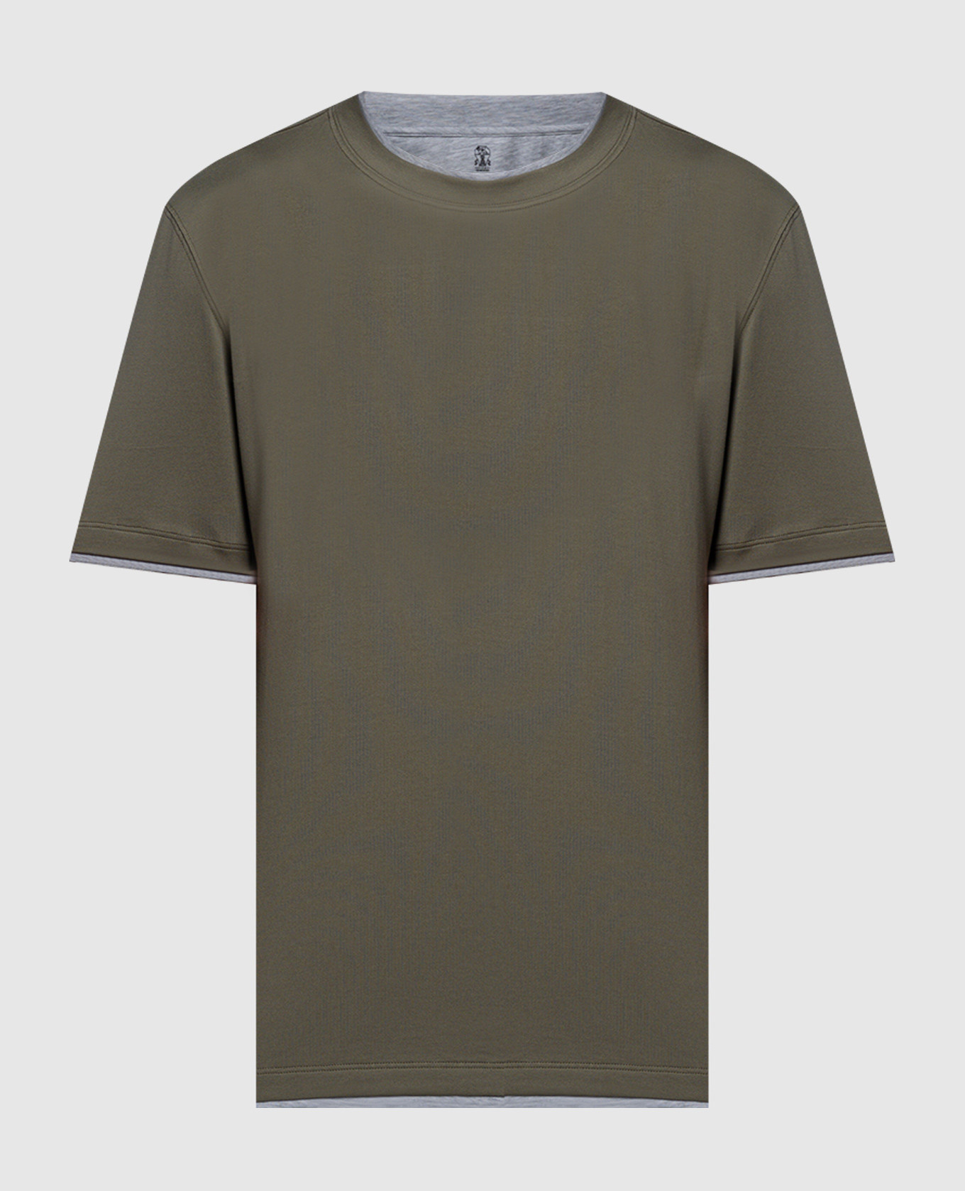 Khaki t-shirt with layering effect brunello cucinelli