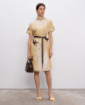 Peserico Yellow floral print midi dress E02046A04764