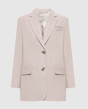 Peserico Beige wool jacket with monil chain A2147400171
