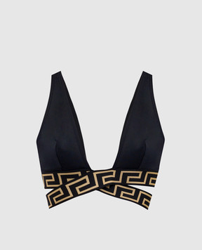 Versace Black swimsuit top with emblem pattern 1008602A232185