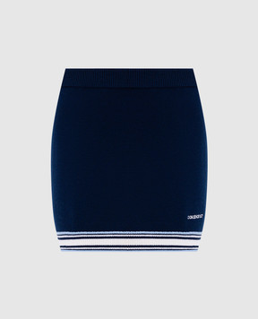 Casablanca Blue merino wool mini skirt with logo WPF25KW102901
