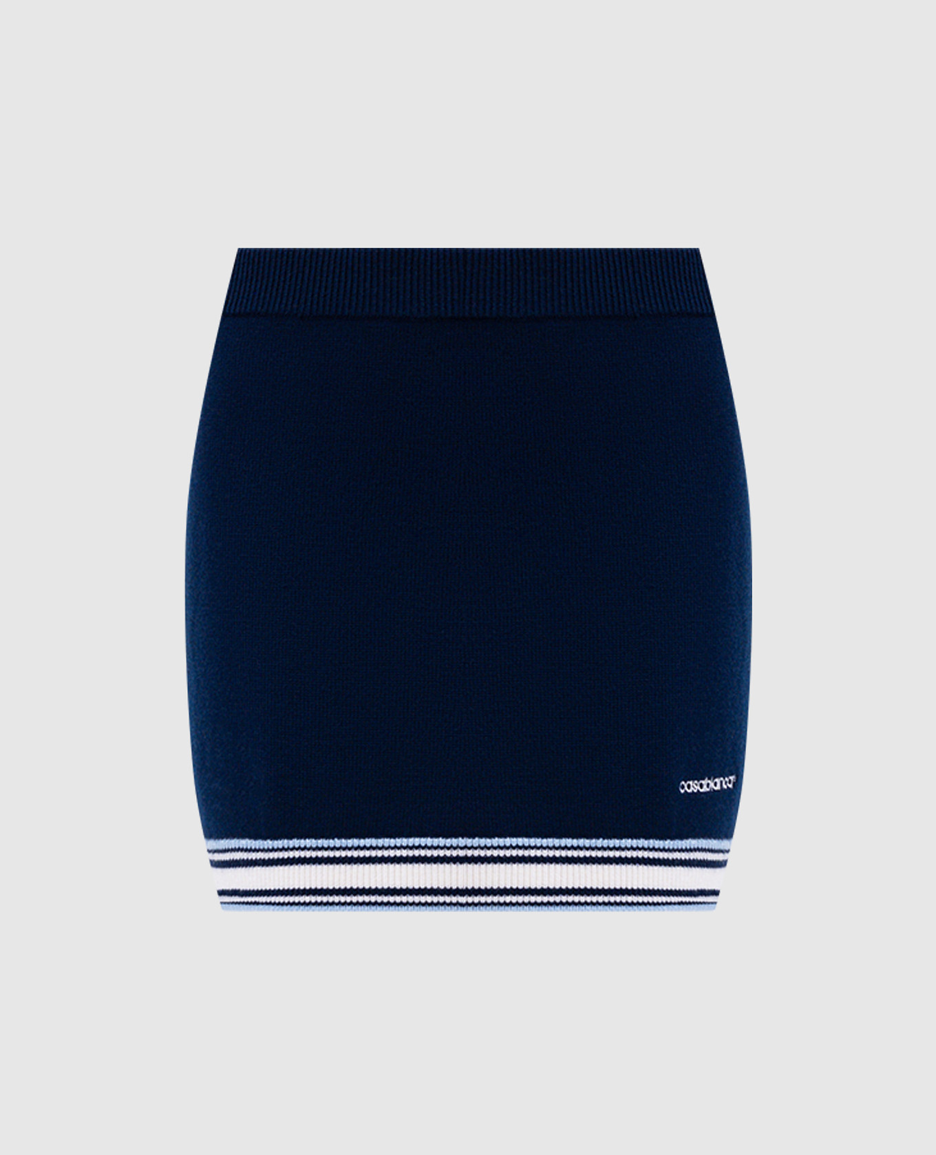 

Blue merino wool mini skirt with logo Casablanca