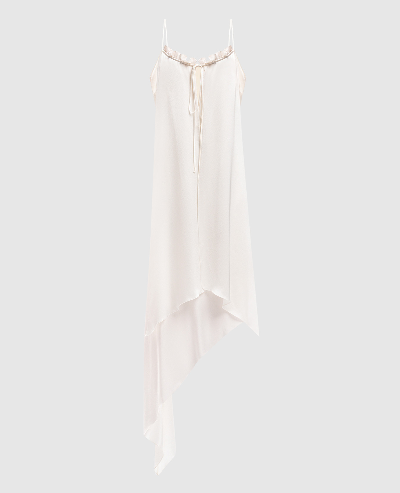 

White silk midi dress with ribbons Materiel