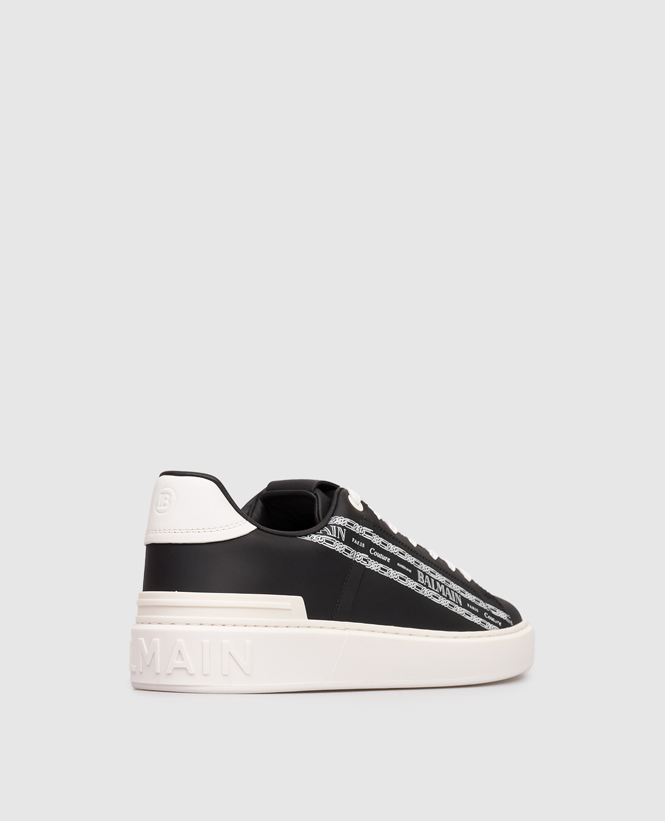 

B-Court black leather sneakers with logo print Balmain
