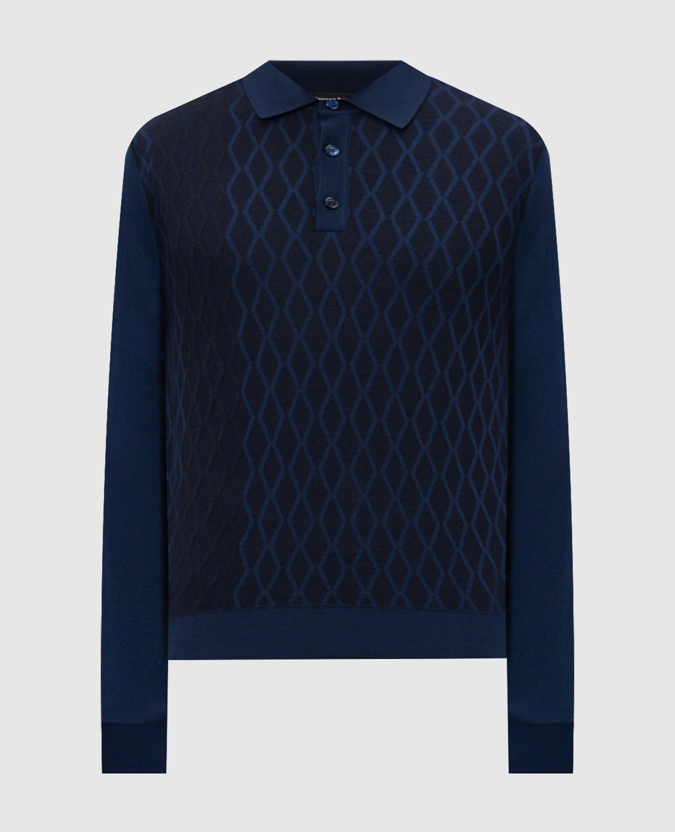 

Blue wool and cashmere polo shirt with geometric pattern Stefano Ricci