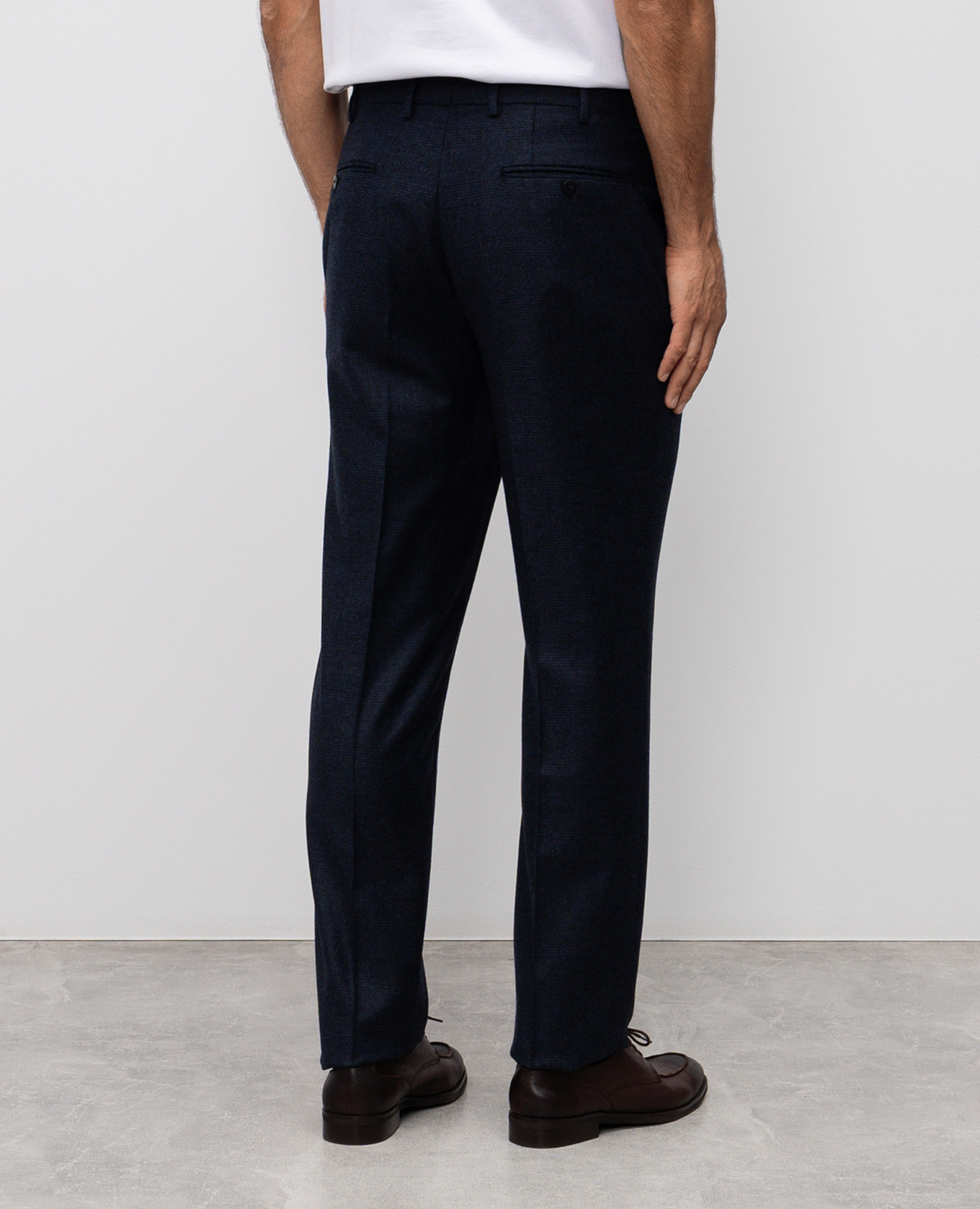 Blue checked wool and cashmere pants ISAIA 4