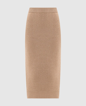 Peserico Beige wool and silk midi skirt S95029F0709095