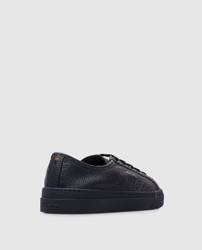 Santoni Blue leather sneakers MBGT22063OCNTMIA