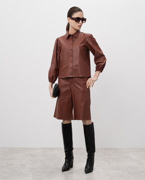 Simonetta Ravizza Brown leather bermuda shorts BERMUDA