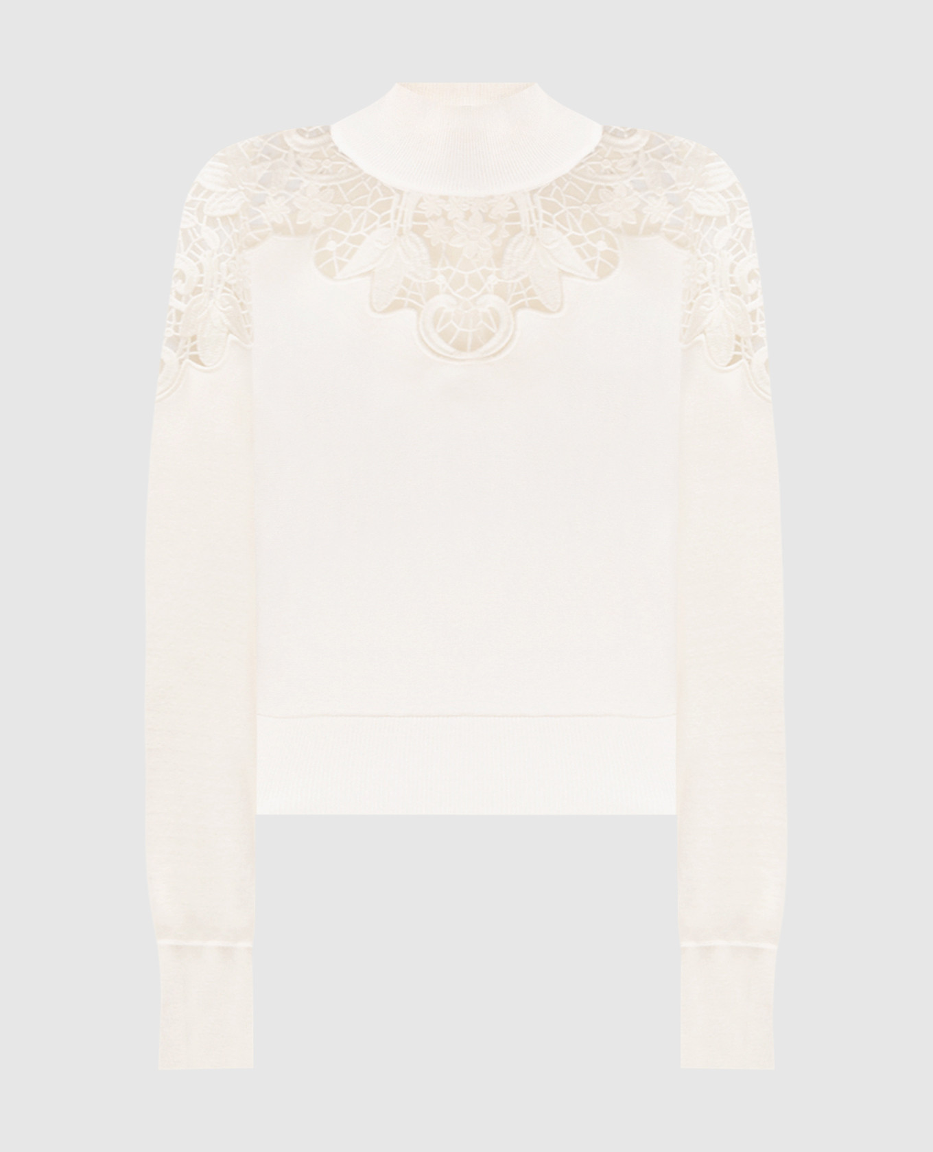 

White sweater with floral embroidery Twinset