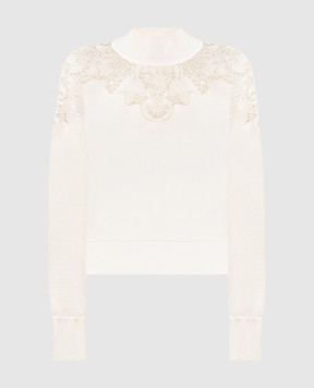 Twinset White sweater with floral embroidery 252TP3406
