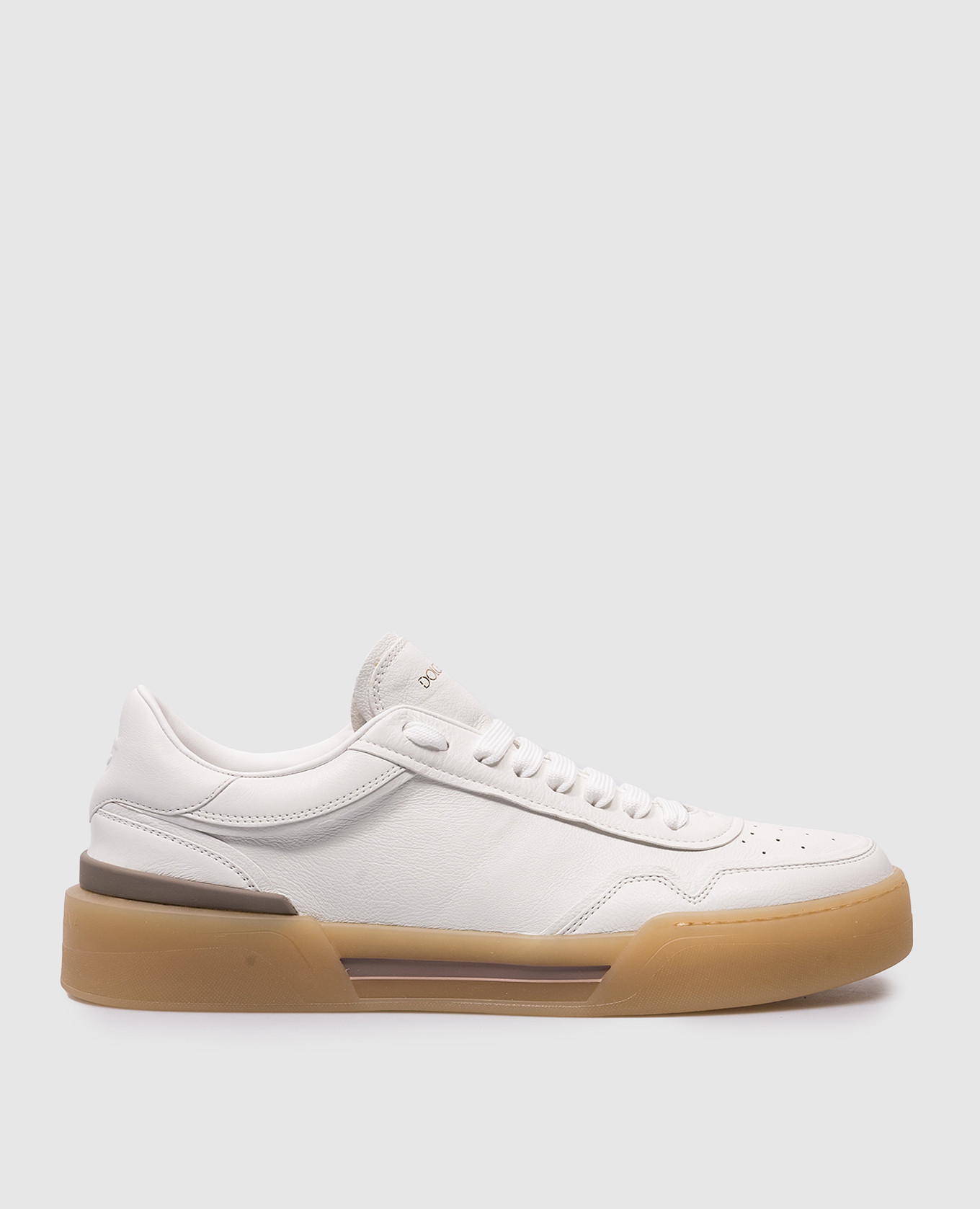 New roma white leather sneakers with logo print dolce&gabbana