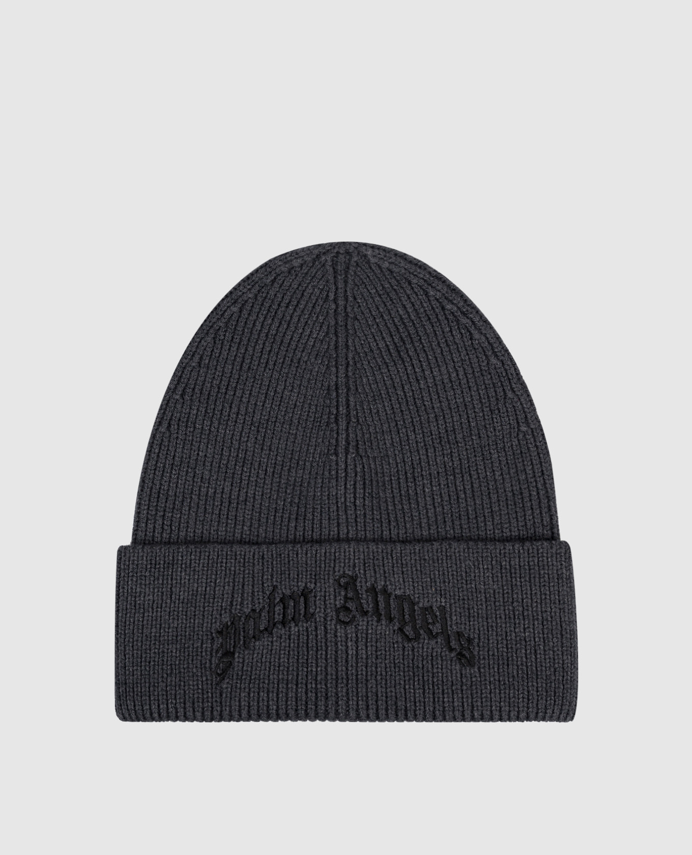 Gray wool hat with logo embroidery