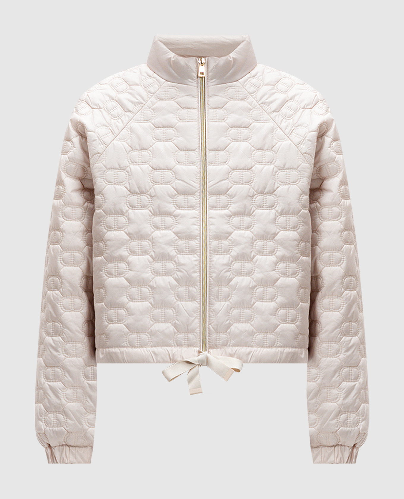 Beige jacket with oval t logo patch twinset