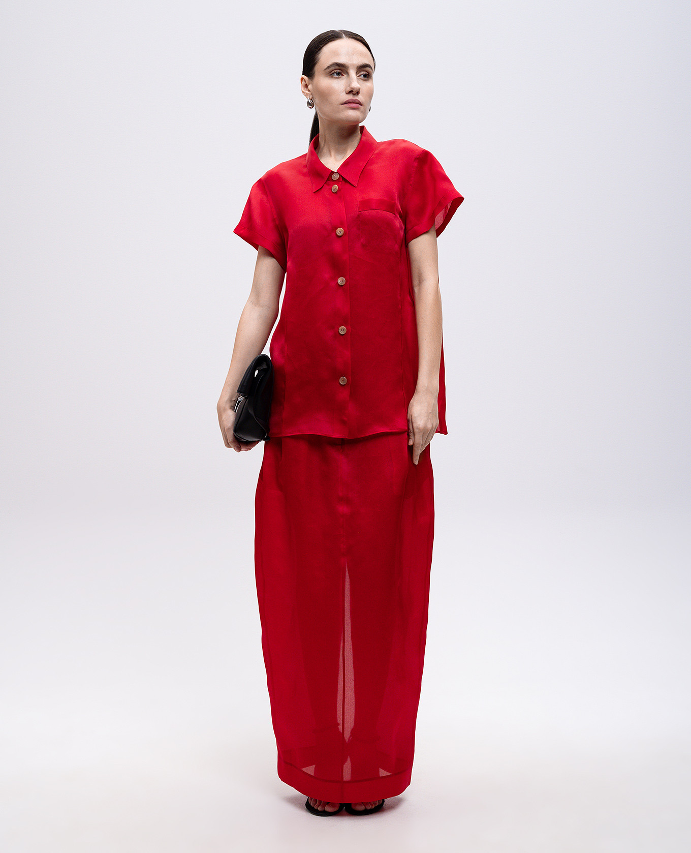 

Keefe red silk blouse Khaite