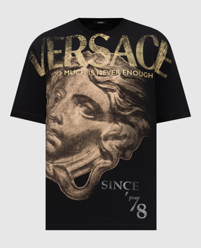 Versace Black t-shirt with logo print 10133021A15086
