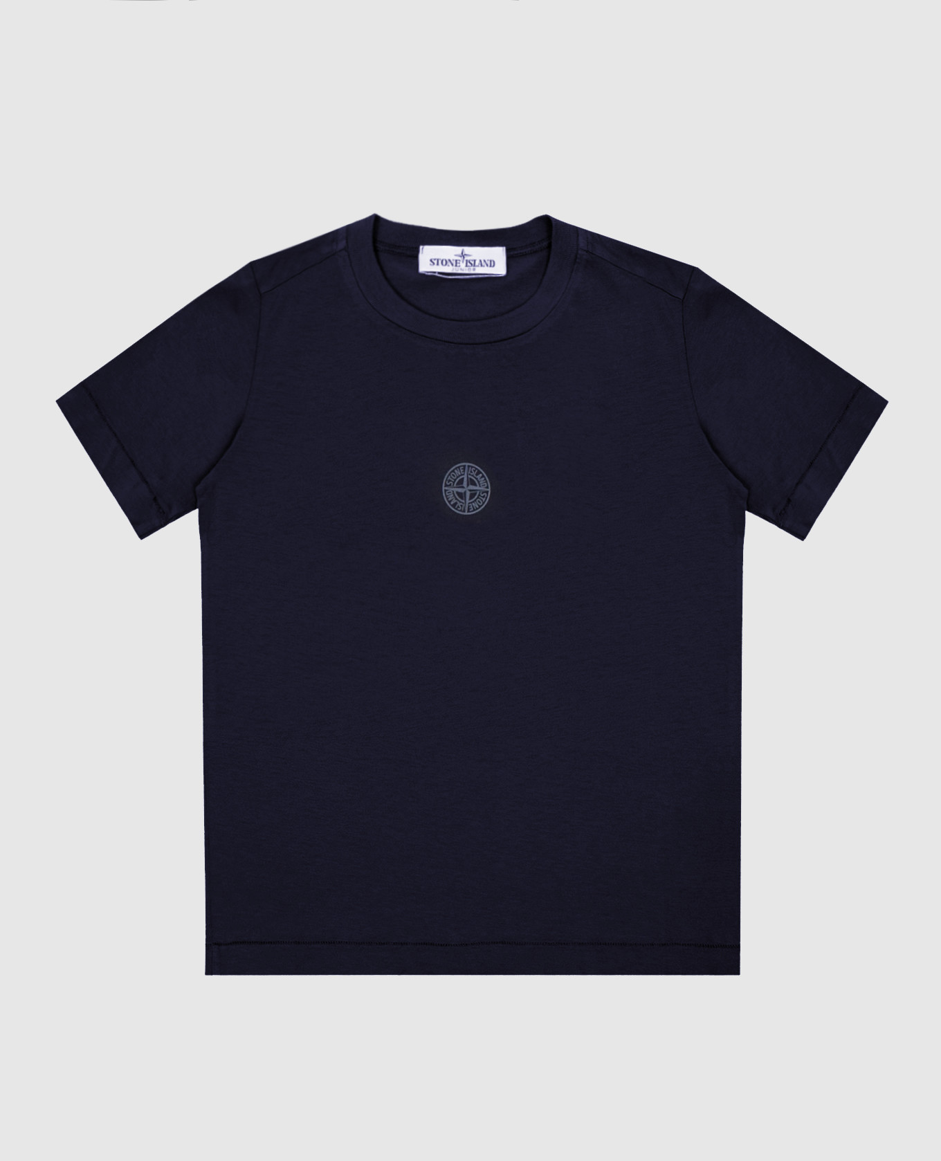 Children's blue t-shirt with logo print stone island