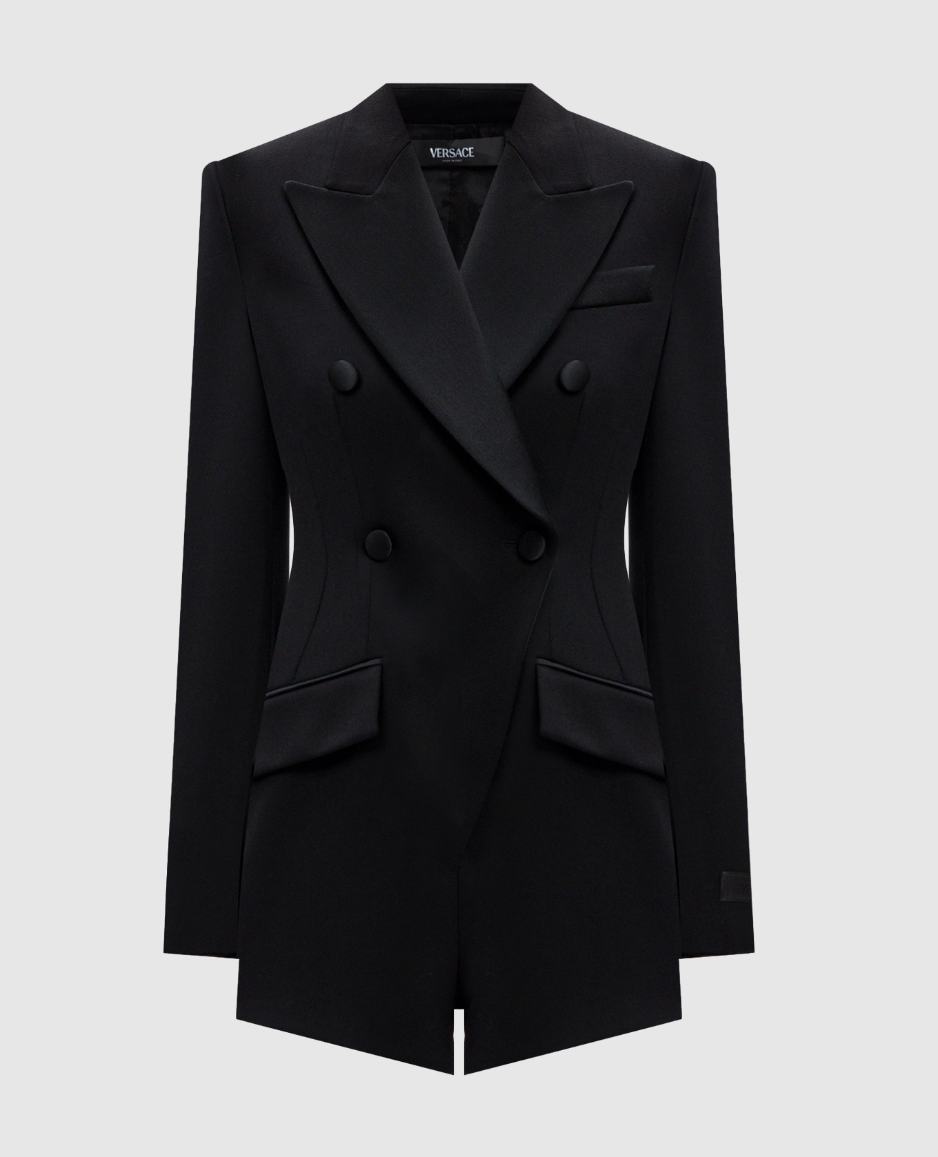 

Black double-breasted woolen overalls Versace